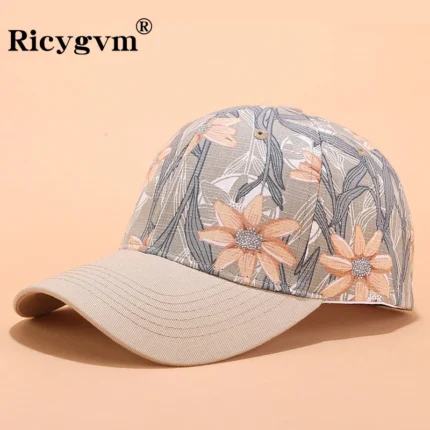 Floral Print Women Baseball Cap Female Adjustable Snapback Hat Summer Fashion